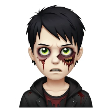 crie um menino zumbi emo sticker