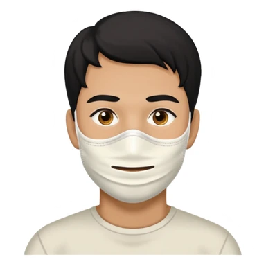black hair man with white full clay face mask on sticker