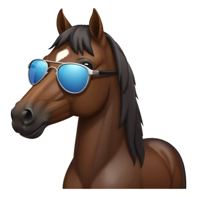 I need a dark bay horse emoji with sunglasses  sticker