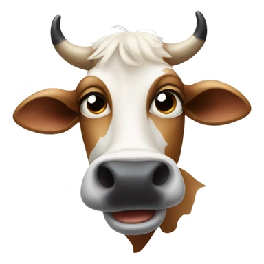 A cow face raising its black eyebrow, like a surprised face sticker