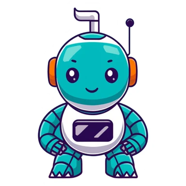 teal cute robot winking sticker