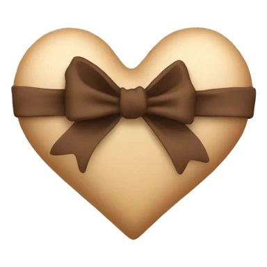 beige heart with a brown bow sticker