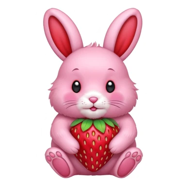 pink bunny holding strawberry sticker