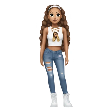 Ariana grande in a plush lace up croc top and short jeans  sticker