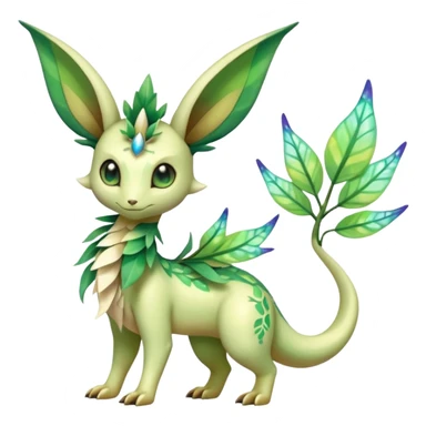 Sparkly White And Green Natural Flowery Colorful Leafeon-Flygon-Celebi-Fakémon-hybrid-creature (full body)  sticker