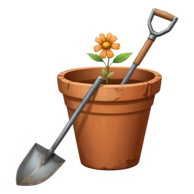 flower pot and shovel sticker