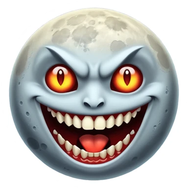 moon with vampire fangs sticker