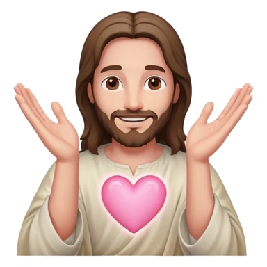 Smiling Jesus making light pink heart with hands sticker