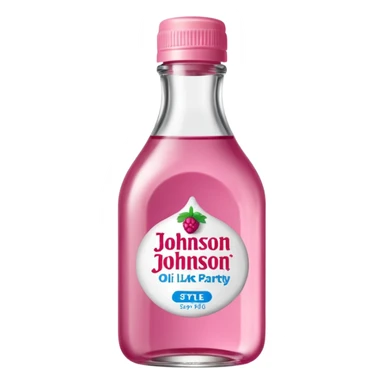 realistic Johnson and Johnson style bottle pink cap pink logo clear bottle with aint no party like a berry party written on the logo with diddy oil and a berry on top bottle sticker