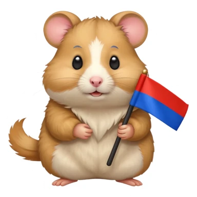 a hamster holding a Russian flag emoji sticker