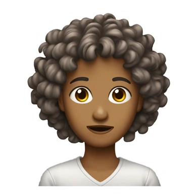Adolescente de pelo rizado castaño con ojos marrones sticker