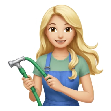 blonde long hair female gardener hose sticker