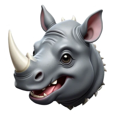 Cinematic Comical Rhinoceros Portrait Emoji, Head tilted dramatically with an exaggeratedly amused expression, featuring a striking, glossy slate-gray hide with a boldly textured white horn, wide, expressive eyes filled with playful disbelief, Simplified yet hilariously expressive features, highly detailed, glowing with a slightly sassy glow, high shine, dramatic yet playful, stylized with an air of cheeky wild mischief, bright and endearing, soft glowing outline, capturing the essence of a spirited and over-the-top rhinoceros, so meme-worthy it feels like it could charge its way into internet fame instantly! sticker