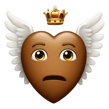 Brown heart with wings and crown sticker