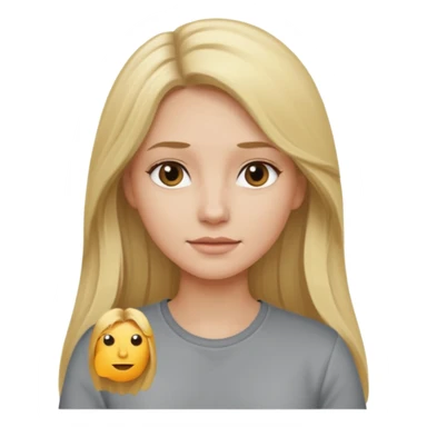 woman with long blonde hair, wear grey shirt sticker