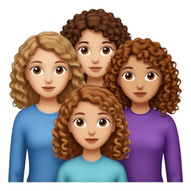 Three white girls, all of off this with brown hair but one whit straight one whit curly and one whit very curly(aesthetic) sticker