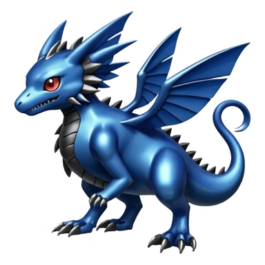 Dusky Glossy Oil-Sheen Blackened Blue Pokémon-Fakémon-Digimon-Creature, (full body) sticker