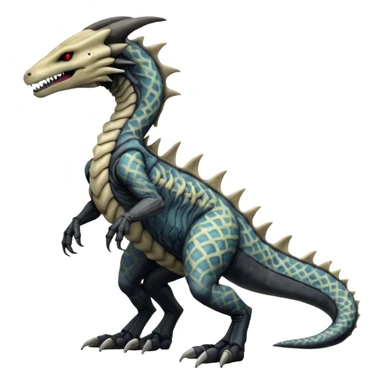 Marowak-Sergal-Salandit-Xenomorph-hybrid-fantasy-creature (full body) with colored scale pattern markings sticker