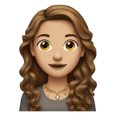 brown-haired girl with jewelry with long brown hair sticker