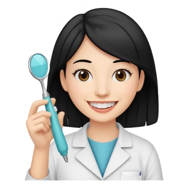 estudiante mujer de odontología con el cabello negro con un explorador  sticker