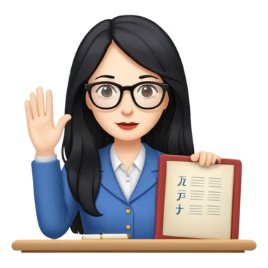 pale female teacher with long black hair, wearing glasses teaching Spain sticker