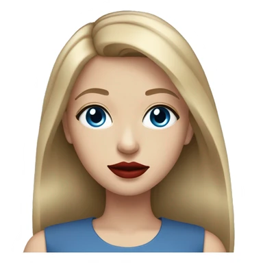 Girl with straight dark blonde hair and blue eyes with red lipstick and eyeliner sticker