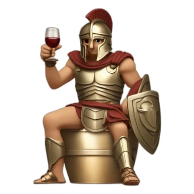 Greek Spartan drinking wine with bronze armour sticker
