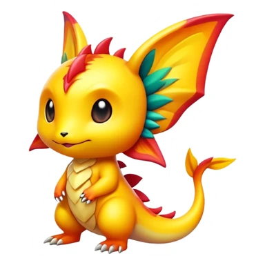 Exotic colorful chibi Fakémon-creature sticker