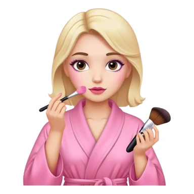 Niña maquillándose con batita rosa sticker