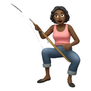 Woman on boat fishing sticker