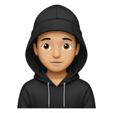 Guy wearing a black hoodie and a black hat sticker