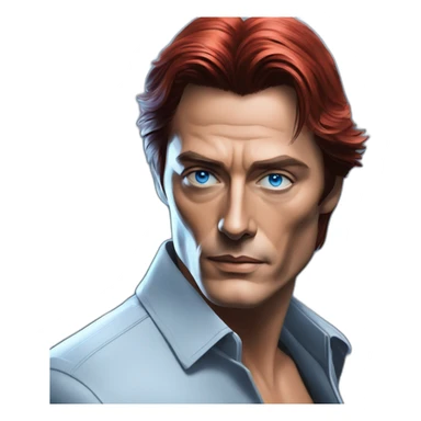 Alain delon cyberpunk blue eyes red hair sticker