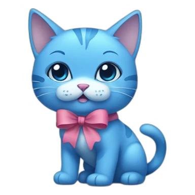 Blue cat with a bow cute sticker