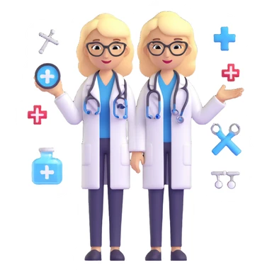 blonde woman doctor with medical symbols sticker