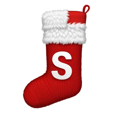 Christmas sock with white "S" logo sticker