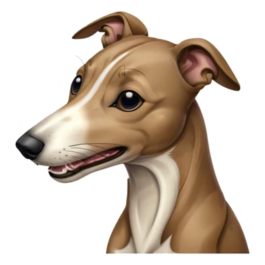 Cinematic Cute Yawning Brindle Greyhound Portrait Emoji, Head tilted slightly with a dramatic, wide-open yawn, showcasing a smooth brindle Fur with a refined pattern, floppy ears slightly drooping, round eyes barely open in drowsy contentment, Simplified yet irresistibly adorable features, highly detailed, glowing with a soft, cozy glow, high shine, relaxed yet expressive, stylized with a touch of whimsy, bright and endearing, soft glowing outline, capturing the essence of a sleepy yet affectionate racer, so drowsy it feels like it could stretch out of the screen and curl up for a nap! sticker