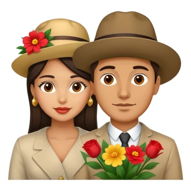Couple having an adventure in Montenegro russian man and elegant  Latina girl flowers  sticker