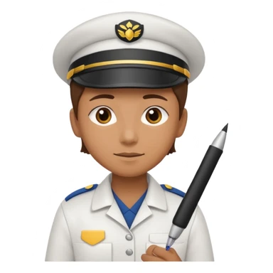 create a realistic emoji of a packaging woker with a protocol in his hand writing something down. sticker
