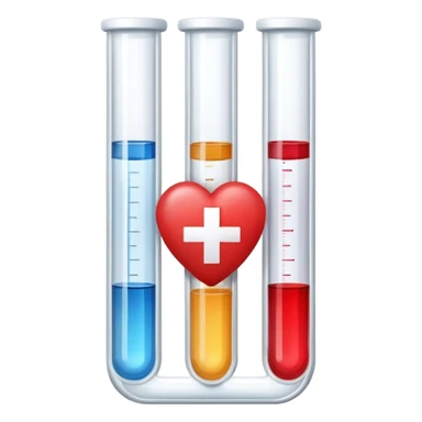 A single symbol representing sexual health clinic with test tubes and subtle heart icon, medical symbol with red cross sticker