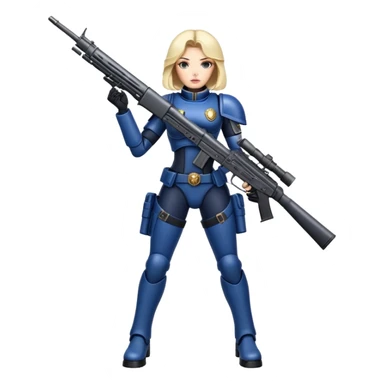 Stunning woman , space marine, full body forward-fashion pose, riffle gun in arms sticker