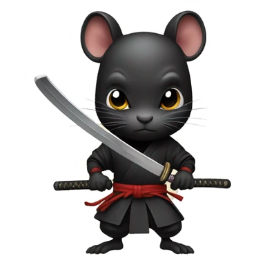 ninja black rat with katana sticker