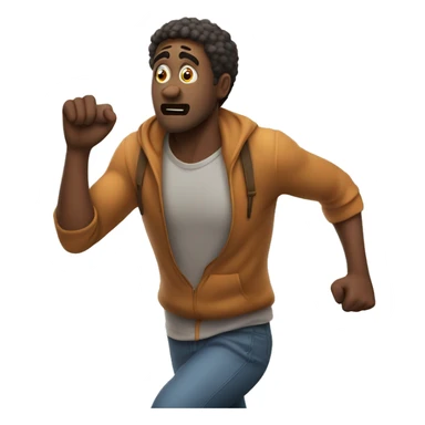 MAN RUNNING WITH A WORRIED EXPRESION AND A HAND I THE AIR TRYING TO GRAB SOMETHING sticker