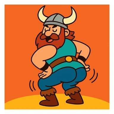 funny viking character twerking, simple background sticker