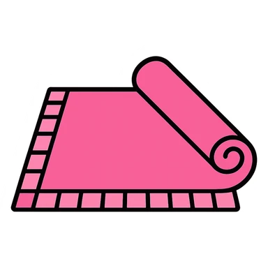 cute pink picnic mat, color icon style, bright pink, clean and modern sticker