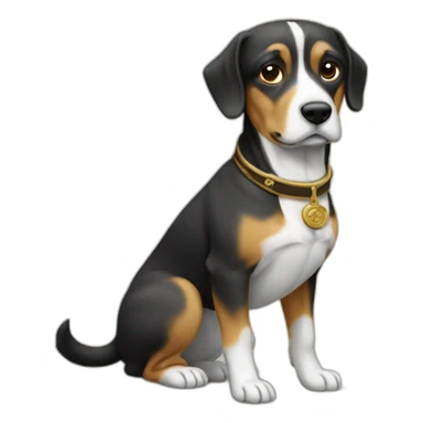 un chien quimonte sur uneile deserte et la domine avec napoleon sticker