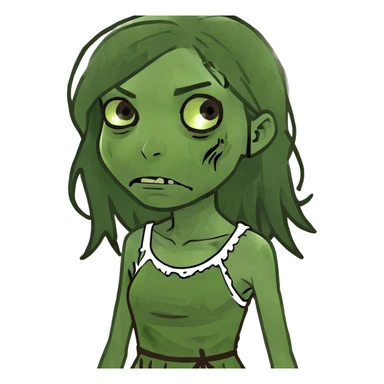 brunette zombie girl with medium straight hair with brown eyes sticker