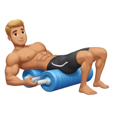 buff guy lying glutes down on foam-roller sticker