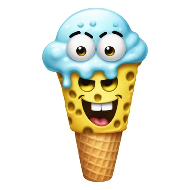 SpongeBob eating melted ice cream biting his lip sticker