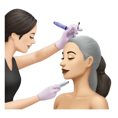 Woman microneedling her client sticker