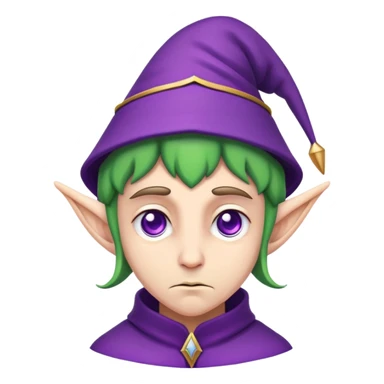 purple hat elf wizard sad sticker